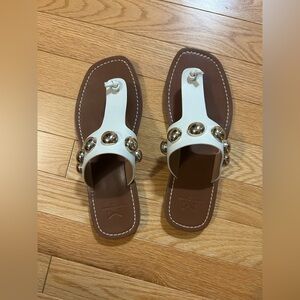 Marc Fisher White Studded Sandals